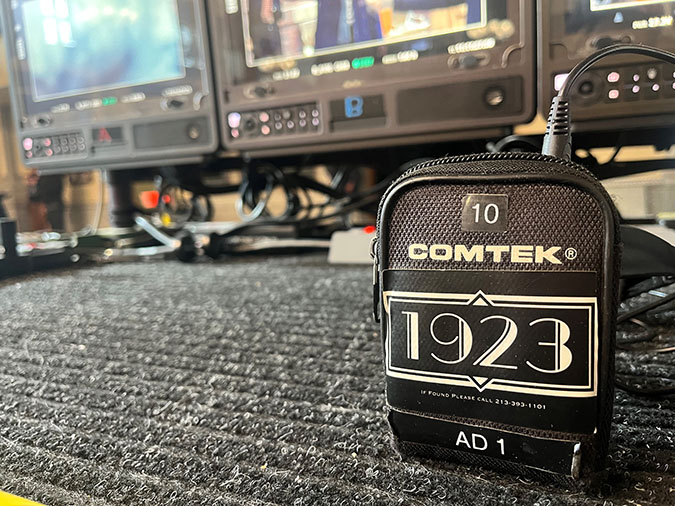 Monitors show shots from cameras placed outside the depot near the train tracks, so the crew can watch what’s being filmed from inside.