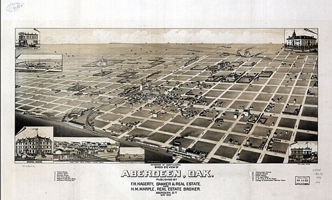 Illustration of Aberdeen, South Dakota in 1883. 