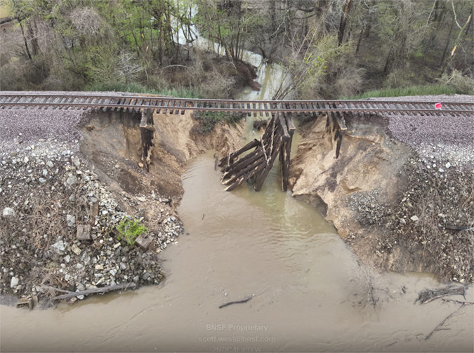 Flooding washed away a culvert near Wittenberg, Missouri.
