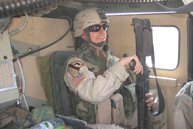 Fisher in Iraq, during his deployment 