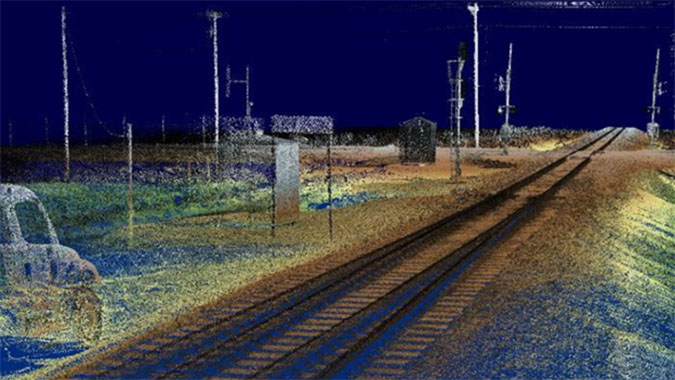 A detailed view of track using LiDAR technology A detailed view of track using LiDAR technology