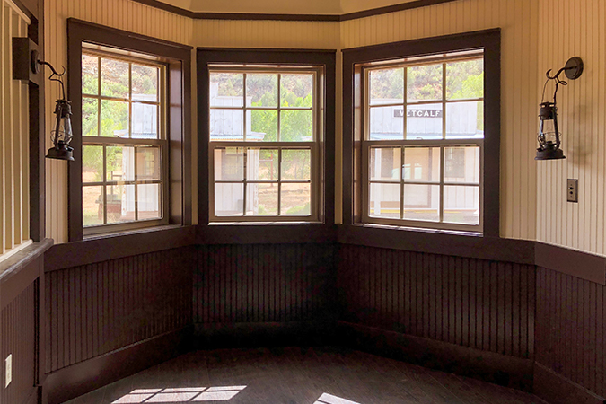 The bay window where the functioning telegraph will sit along with a semaphore, hand cranked telephones and signals. The bay window where the functioning telegraph will sit along with a semaphore, hand cranked telephones and signals.
