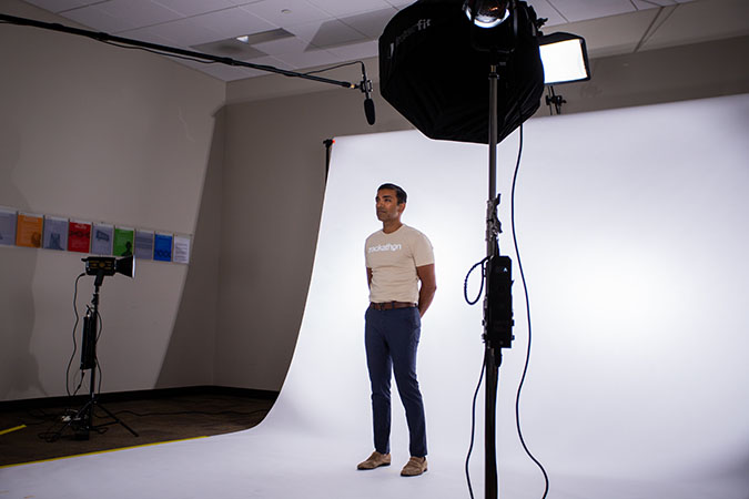 Asim Ghanchi, assistant vice president, Enterprise Services, speaks to Trackathon competitors watching remotely. Asim Ghanchi, assistant vice president, Enterprise Services, speaks to Trackathon competitors watching remotely.