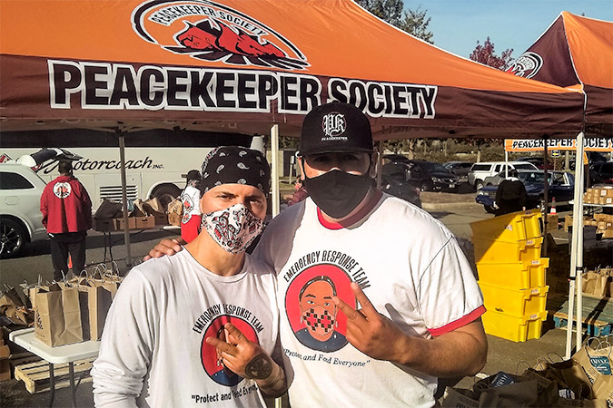 BNSF Tribal Relations Director Quanah Spencer, right, with Xuxuxyay Raven, executive director of the Peacekeeper’s Society. BNSF Tribal Relations Director Quanah Spencer, right, with Xuxuxyay Raven, executive director of the Peacekeeper’s Society.